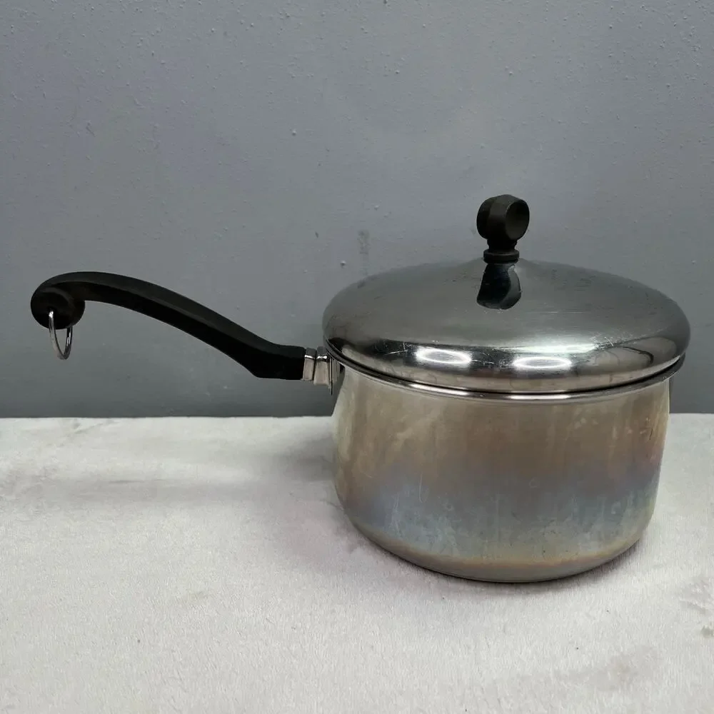 Vintage Farberware 3 Qt Saucepan Stainless Steel with Lid Long Handle Pot Pan